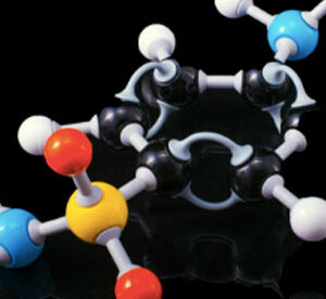 colourful chemistry molecules on black background representing FSc Chemistry Part-I