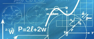 Handwritten mathematical equations on blue background symboizing Mathematics ECAT