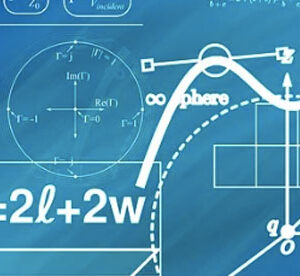 Handwritten mathematical equations on blue background symboizing Mathematics ECAT