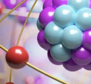 Close-up illustration of an atomic structure with particles and orbits, representing a physics ECAT