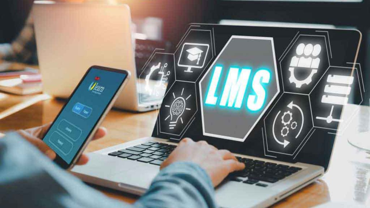 image of laptop screen with lms and image of mobile screen with ulearn lms image