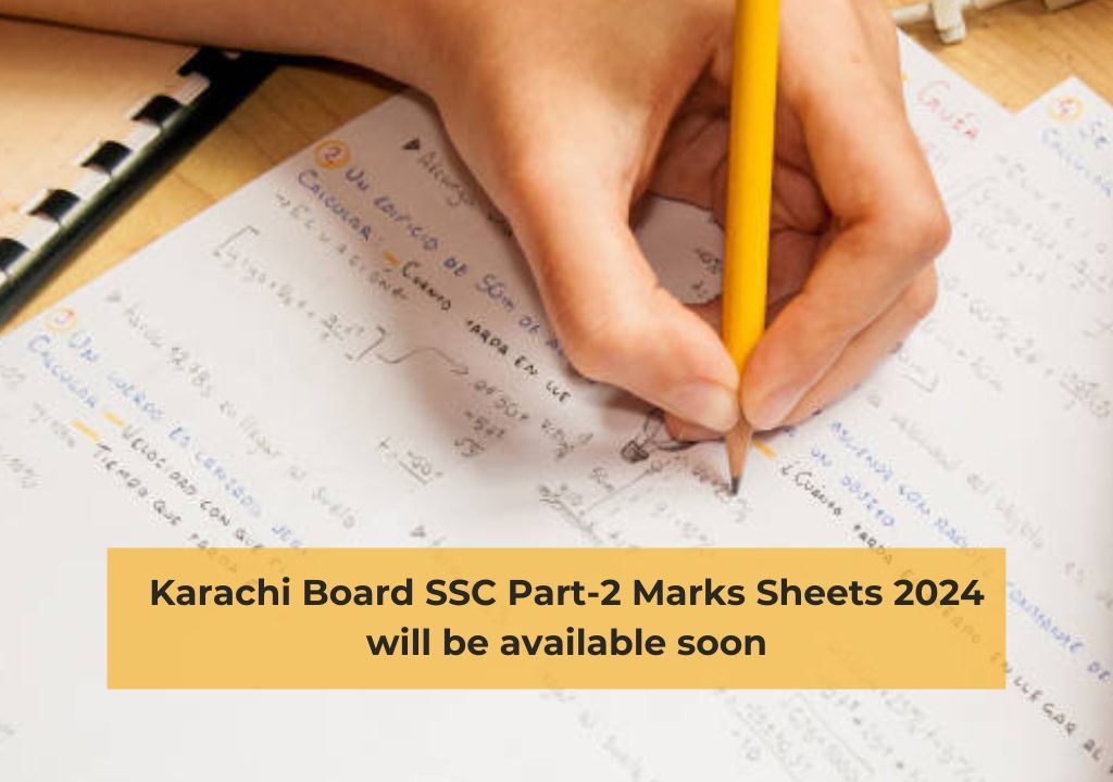 student writing on a marks sheet symbolizing Karachi Board SSC Part-2 Marks Sheets 2024 will be available soon