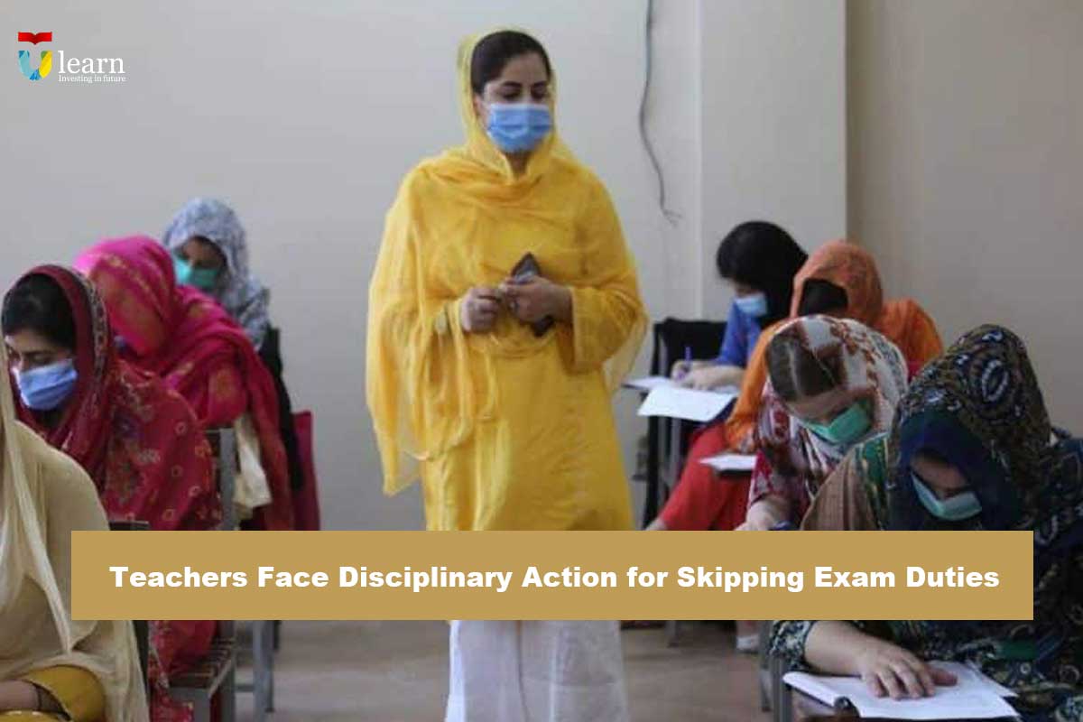 A teacher examining the students during exams representing Teachers Face Disciplinary Action for Skipping Exam Duties