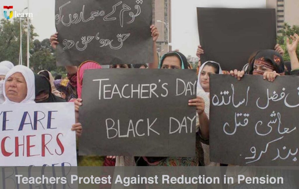 Teachers Protest Against Reduction in Pension